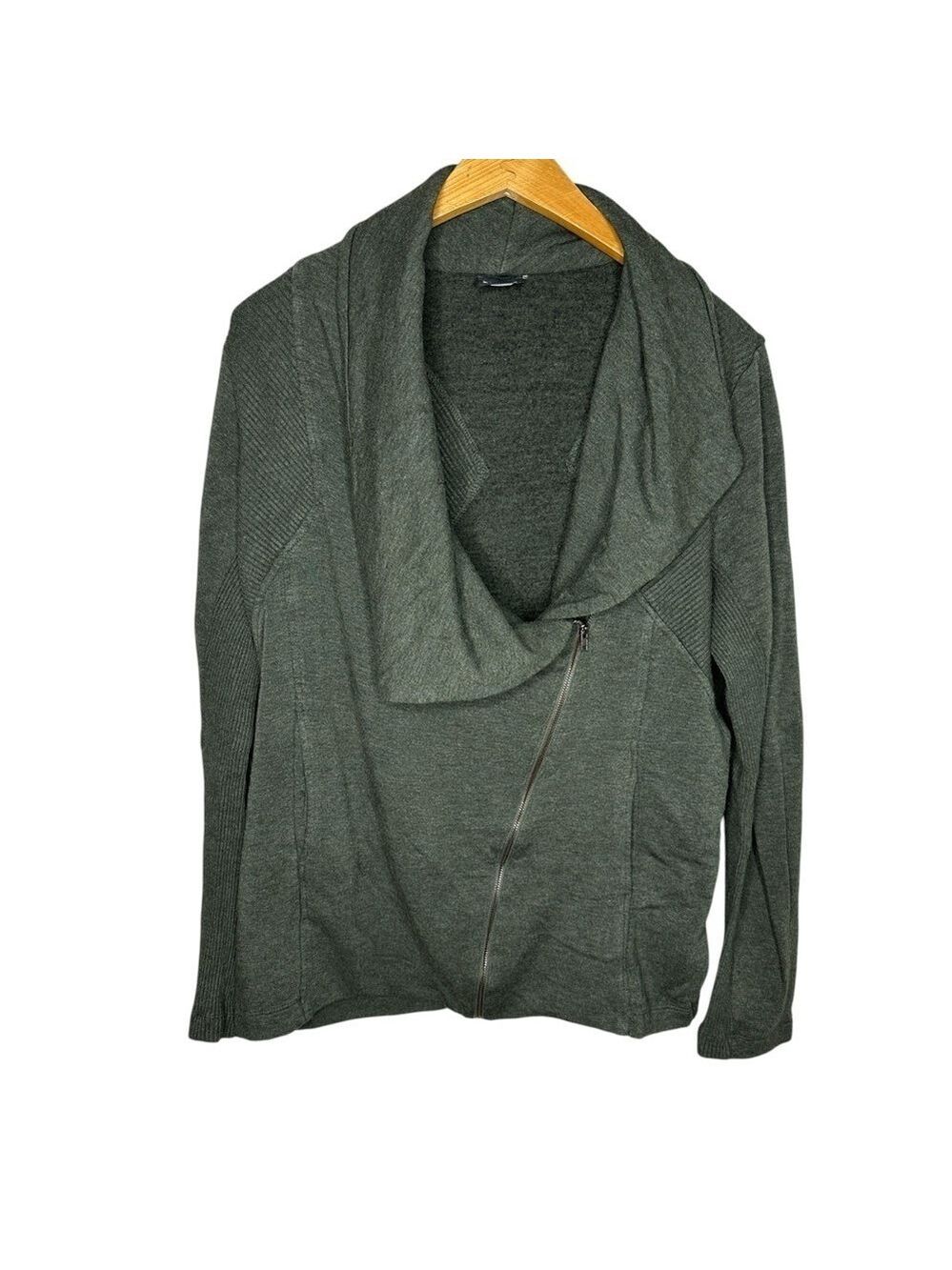 H by Bordeaux Women’s Zip Front Gray Asymmetrical Sweater Size L